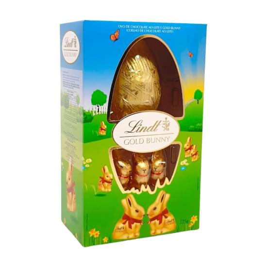 Imagem de Ovo de páscoa ao leite com coelhos de chocolate lindt caixa 125g