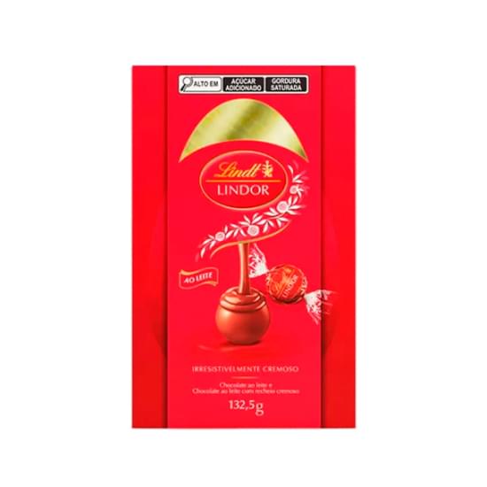 Imagem de Ovo de páscoa ao leite recheio trufa de chocolate ao leite cremoso lindt lindor caixa 132,5g