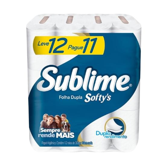 Imagem de Papel higiênico folha dupla neutro sublime 30m pacote leve 12 pague 11 unidades