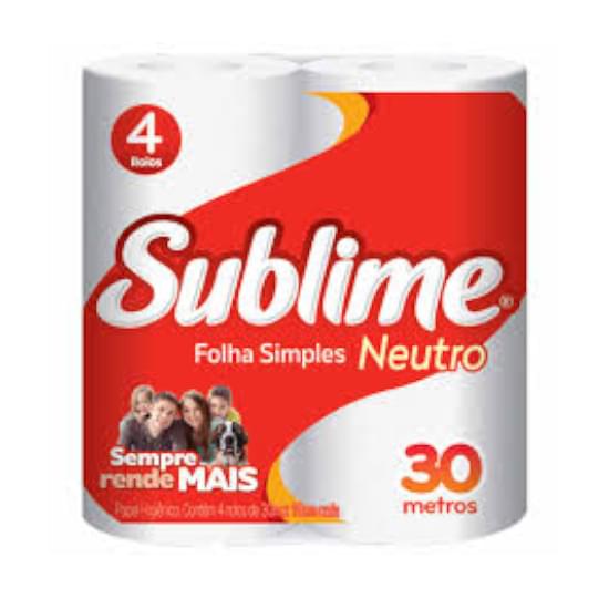 Imagem de Papel higiênico folha simples neutro sublime 30m pacote 4 unidades