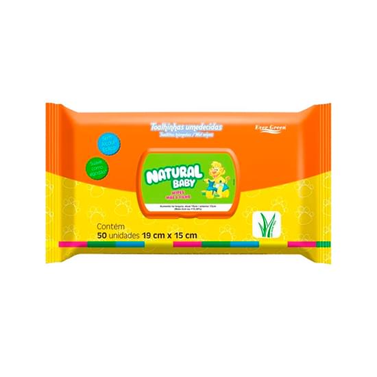 Imagem de Toalha umedecida natural baby wipes mãe & filho 50 unidades