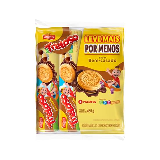 Imagem de Pack biscoito bem-casado vitarella treloso pacote 480g 4 unidades leve mais pague menos