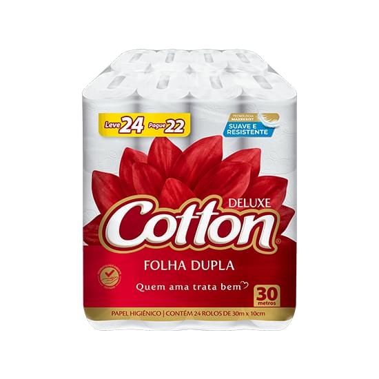 Imagem de Papel higiênico cotton folha dupla neutro leve 24 pague 22 unidades