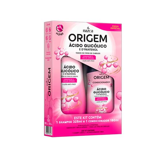 Imagem de Origem kit shampoo 325ml e condicionador 180ml ácido glicólico e d'pantenol