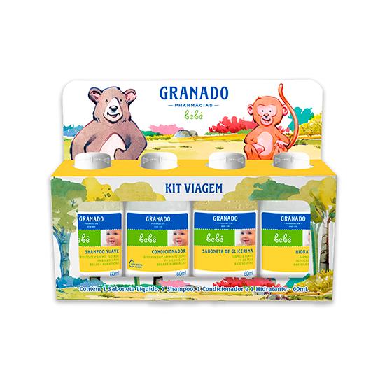 Imagem de Granado bebe kit viagem 4x60ml shampoo + condicionador + sabonete liquido + hidratante 60ml