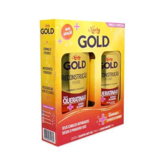 Imagem de Kit niely gold reconstrução potente shampoo 275ml e condicionador 175ml