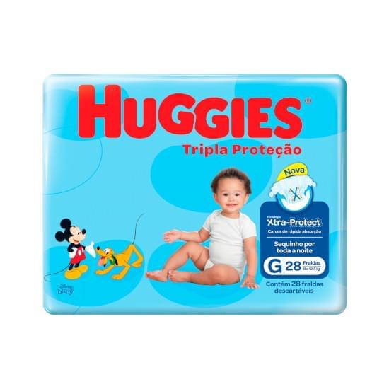 Imagem de Fralda infantil huggies tripla proteção tamanho g jumbo | com 28 unidades