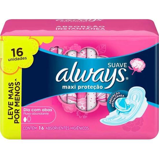 Imagem de Absorvente diário always com abas proteção total suave pink leve 16 pague 14 unidades