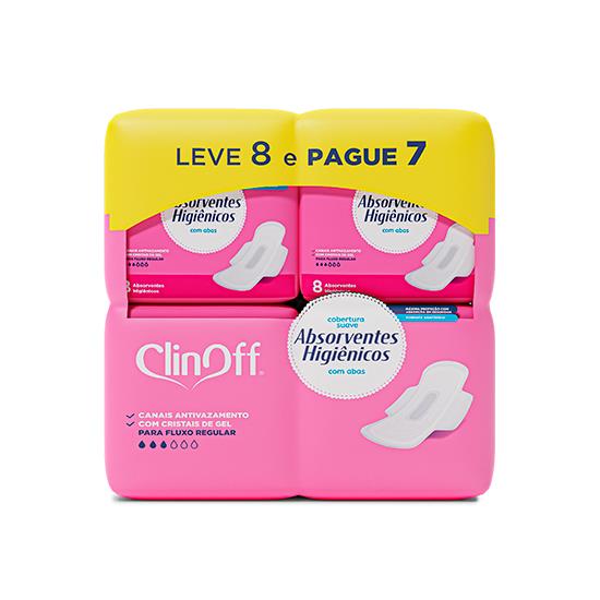 Imagem de Absorvente diário clin off com abas kit promocional suave pacote leve 8 pague 7 unidades