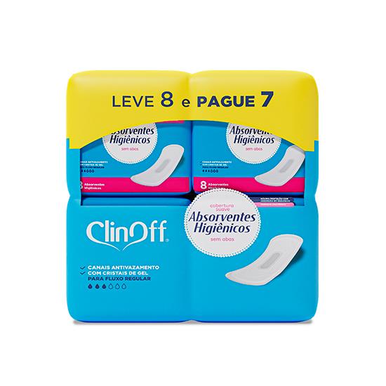 Imagem de Absorvente diário clin off sem abas kit promocional suave pacote leve 8 pague 7 unidades