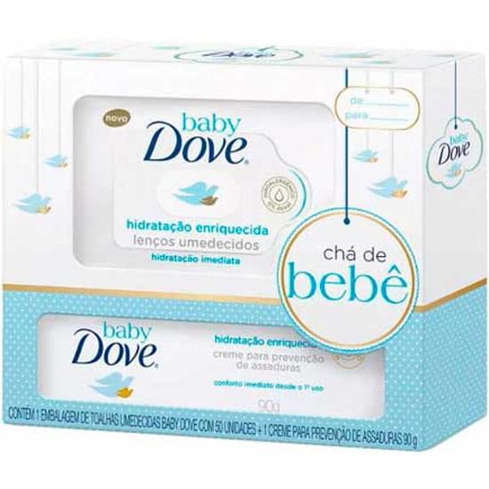 Imagem de Kit dove baby hidratação enriquecida lenço umedecido e creme para assaduras 90g
