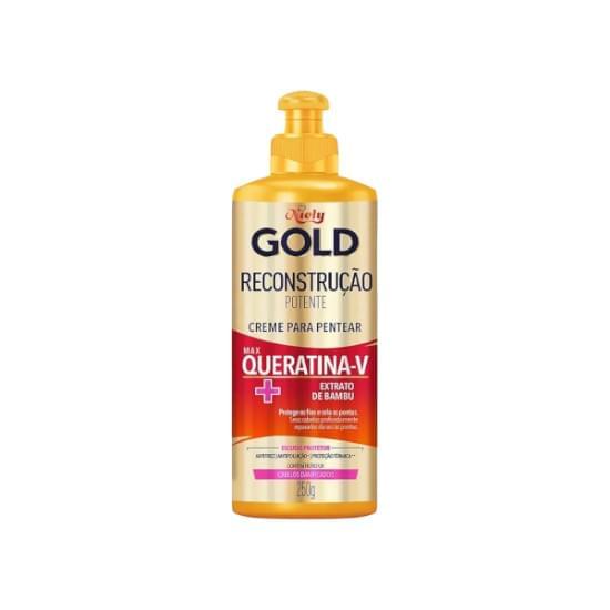 Imagem de Creme para pentear niely gold reconstrução potente queratina-v + extrato de bambu 250g