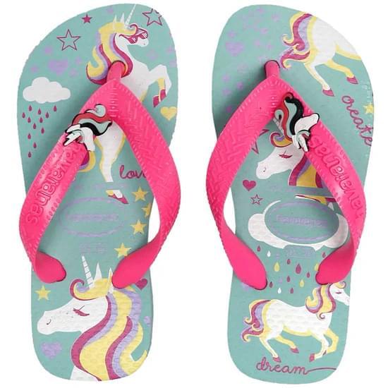 Imagem de Sandália havaianas infantil fantasy unicórnio ice blue e rosa maravilha 31/32