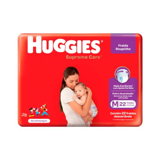 Imagem de Fralda infantil huggies roupinha supreme care tamanho m jumbo | com 22 unidades