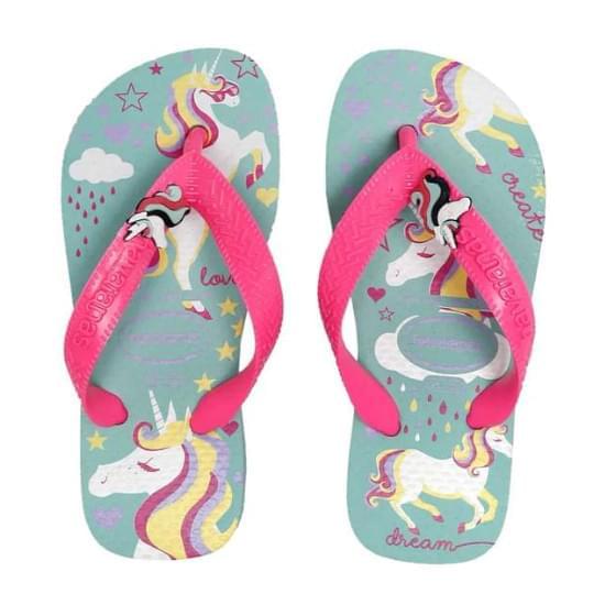 Imagem de Sandália havaianas infantil fantasy unicórnio ice blue e rosa maravilha 23/24