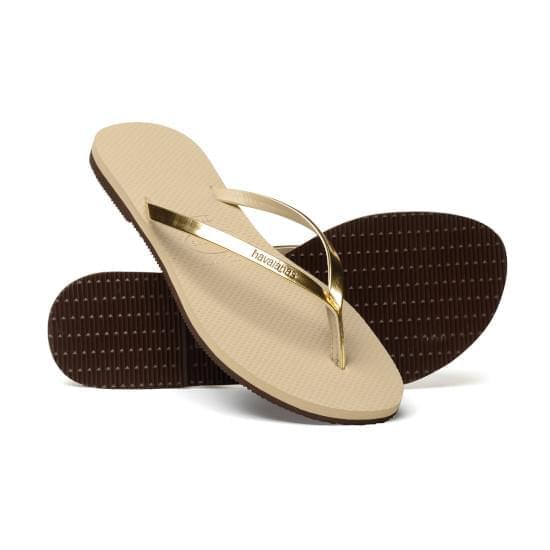 Imagem de Sandália havaianas feminina you metallic areia e dourado claro 39/40