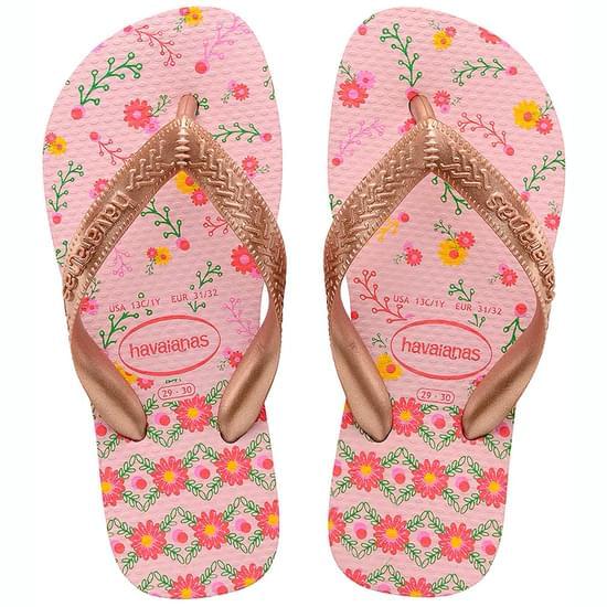 Imagem de Sandália havaianas infantil flores rosa cream e rosé gold 35/36