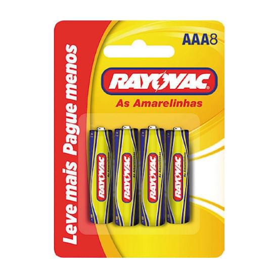 Imagem de Pilha rayovac rayovac zinco amarelinhas aaa8 cartela | com 8 unidades leve mais pague menos