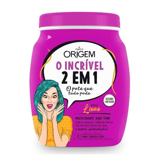 Imagem de Creme de tratamento origem o incrível 2 em 1 cabelos lisos 1kg