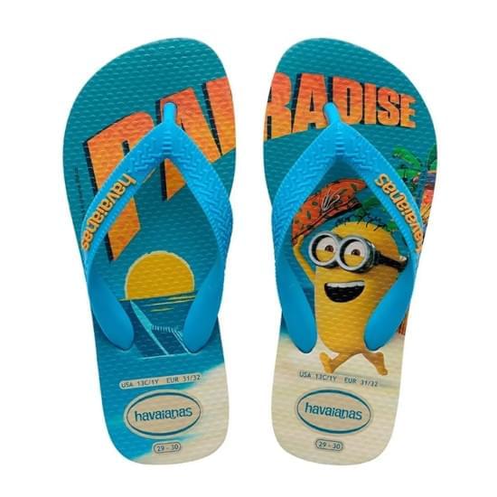 Imagem de Sandalia havaianas minions bege palha/turquesa 31/2