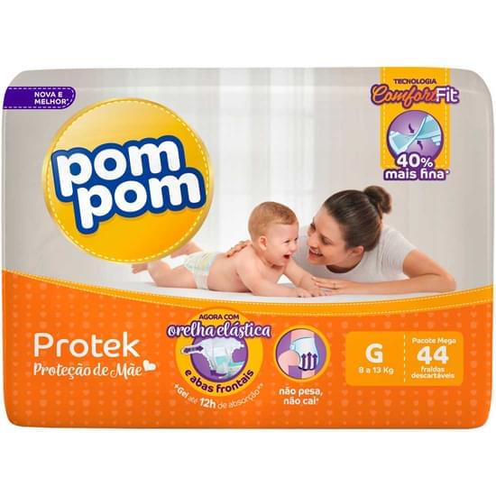 Imagem de Fralda infantil pom pom protek 12h tamanho g mega | com 44 unidades