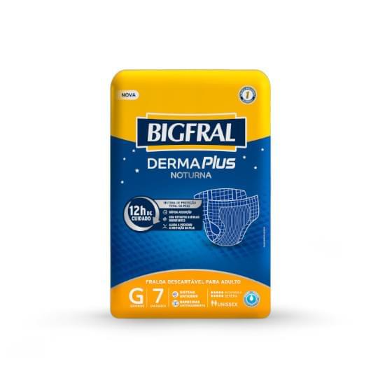 Imagem de Fralda geriátrica bigfral derma plus noturna tamanho g | com 7 unidades