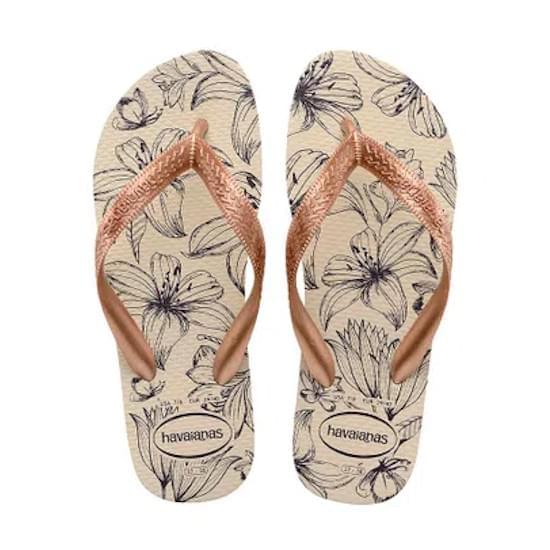 Imagem de Sandália havaianas feminina color floral bege palha/rose gold 33/34