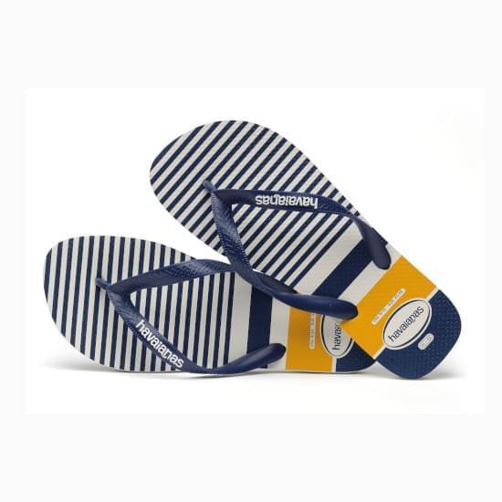 Imagem de Sandalia havaiana masculino top nautical branco/marinho/amarelo 41/42