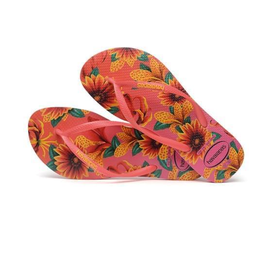 Imagem de Sandália havaianas feminina slim floral rosa porcelana 33/34