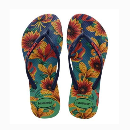 Imagem de Sandália havaianas feminina slim floral marinho/marinho 37/38