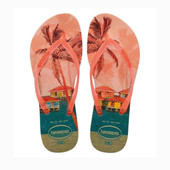 Imagem de Sandália havaianas feminina slim paisage pessego/pessego 37/38