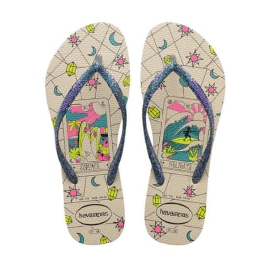 Imagem de Sandalias havaianas feminina slim mysthic bege palha 33/34