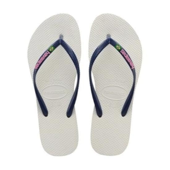 Imagem de Sandália havaianas feminina slim brasil branco/marinho 33/34