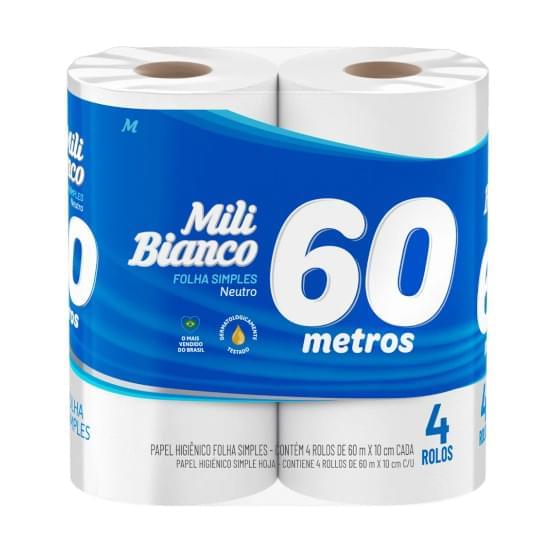 Imagem de Papel higiênico mili bianco neutro 60 metros | com 4 unidades