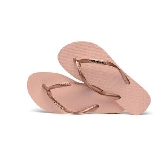 Imagem de Sandálias havaianas feminina slim logo metallic rosa ballet/ dourado blush 33/34