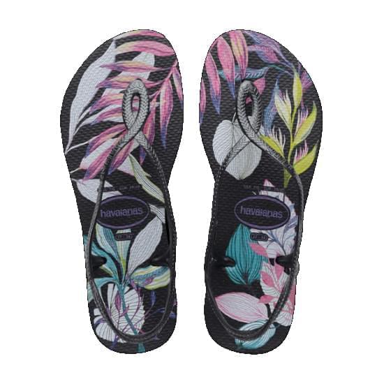 Imagem de Sandalia havaiana feminina luna print preto/cinza dark metalico 35/36