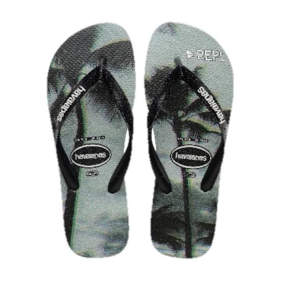 Imagem de Sandália havaianas masculina top photo print preto/preto/cinza aço 37/38