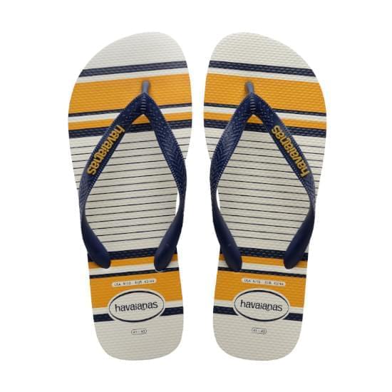 Imagem de Sandalia havaiana masculino top nautical branco/marinho/mostarda 35/36