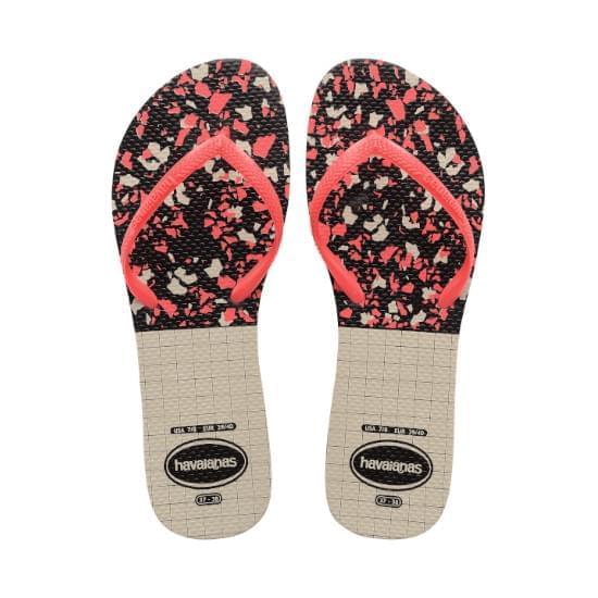 Imagem de Sandália havaianas feminina flat mix bege palha/coralnew fluor 39/40