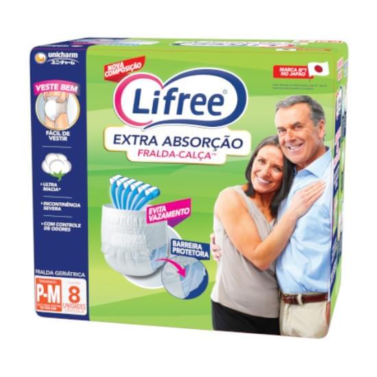 Imagem de Fralda-geriatrica lifree calça extra absorção tamanho p/m | com 08 unidades