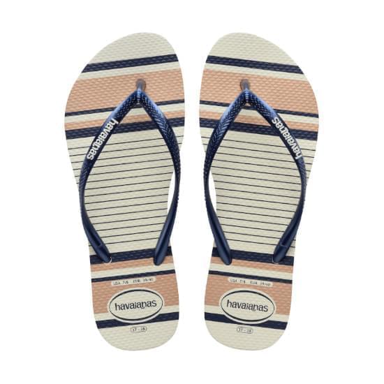 Imagem de Sandália havaianas feminina slim nautical branco/marinho 39/40