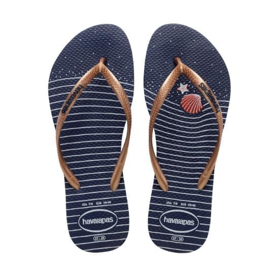 Imagem de Sandália havaianas feminina slim nautical marinho/rose gold/marinho 37/38