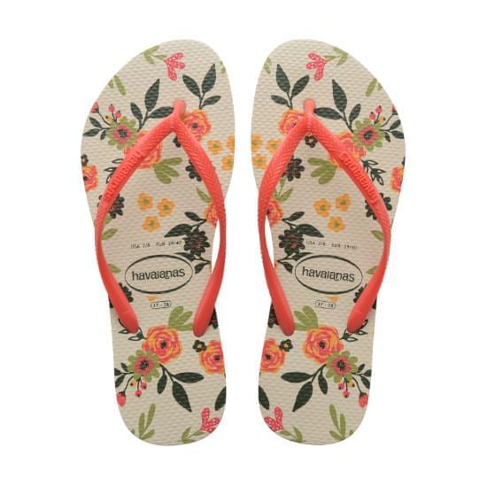 Imagem de Sandália havaianas feminina slim romance bege palha/vermelho 33/34