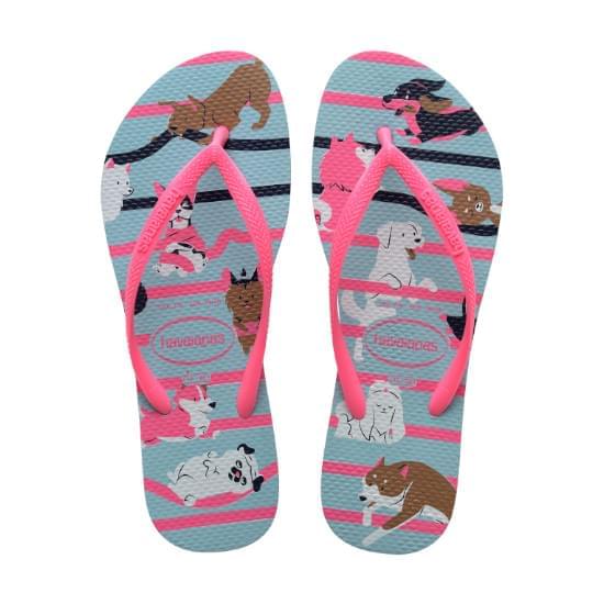 Imagem de Sandália havaianas feminina slim pets azul water 33/34