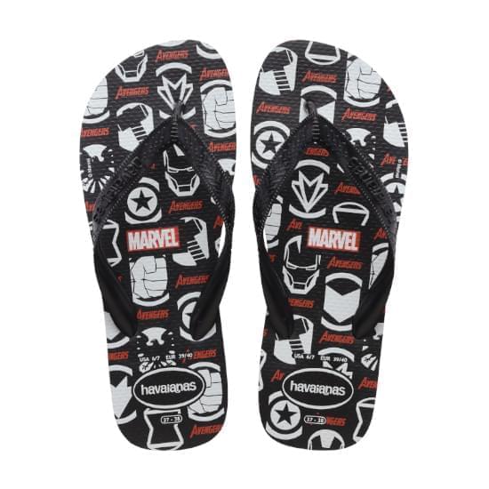 Imagem de Sandália havaianas masculina top marvel logomania preto 43/44