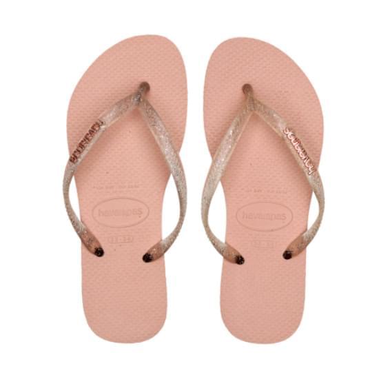 Imagem de Sandálias havaianas feminina slim logo metallic rosa crocus/apricot red 35/36