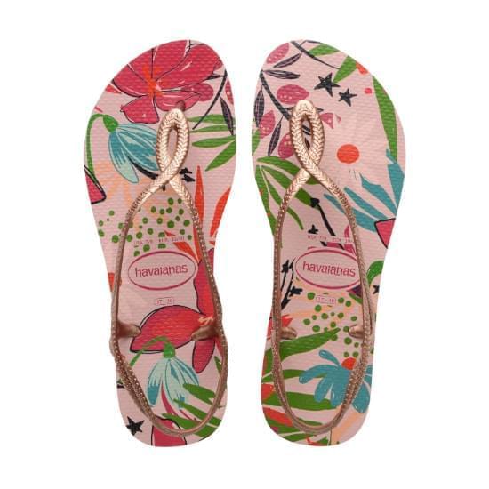 Imagem de Sandalia havaiana feminina luna print rosa ballet/ dourado blush 39/40