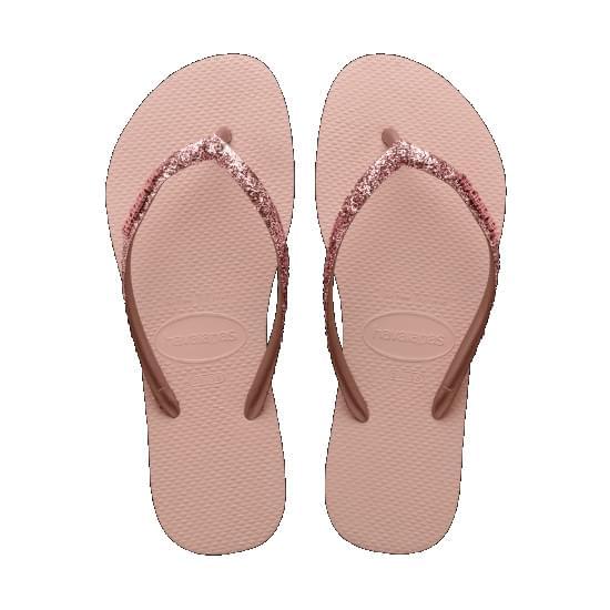 Imagem de Sandalia havaiana feminina slim glitter ii rosa ballet/ dourado blush 33/34