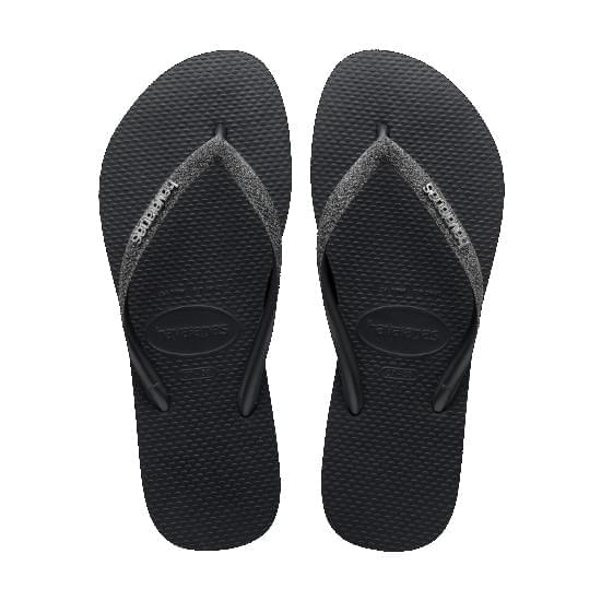 Imagem de Sandalia havaiana feminina slim glitter ii preto/cinza dark 35/36