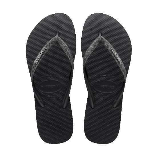 Imagem de Sandalia havaiana feminina slim glitter ii preto/cinza dark 37/38